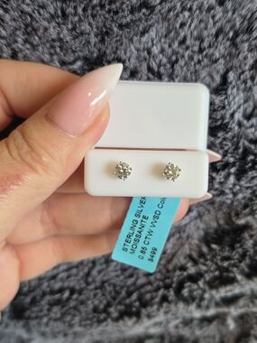 Sterling Silver Moissanite Stud Earrings in Clear